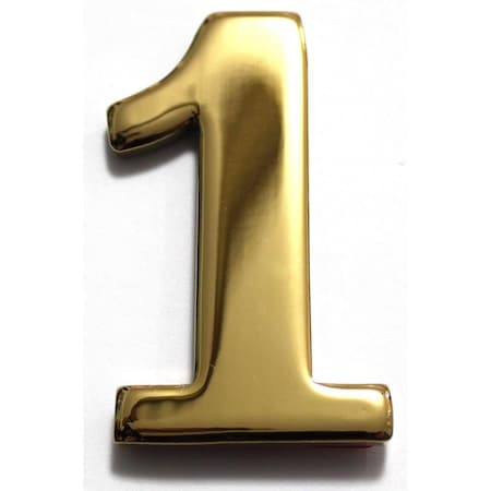 6 In. Raised Solid Brass Of No.1, Antique Brass